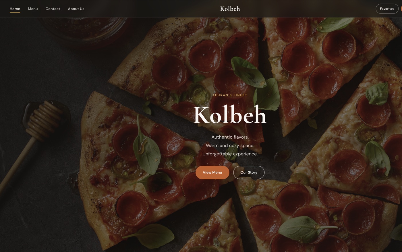 Kolbeh restaurant website